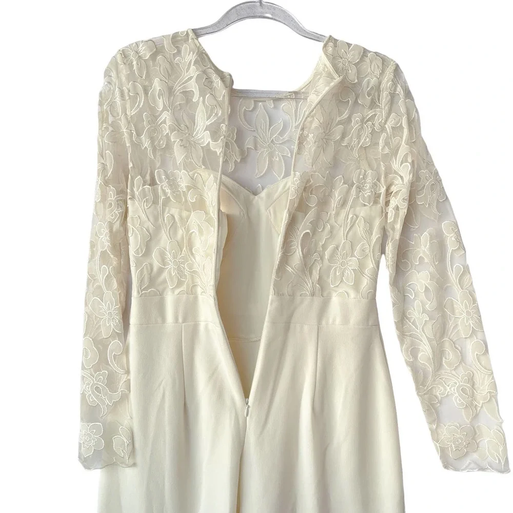 Eliza J Ivory Lace Cream Jumpsuit Women Size 4 - Picture 9 of 15